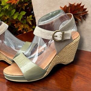Eric Michael Nemo Olive/Taupe Platform Wedge Sandal 9
